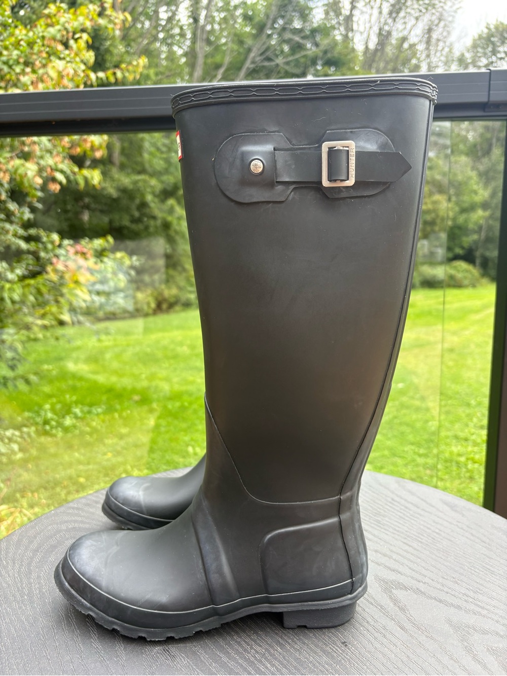 Hunter Black Tall Women’s Rain Boots with Side Buckle - Picture 3 of 7